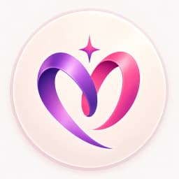 Símbolo da AMARIA em fita rosa e roxa.
